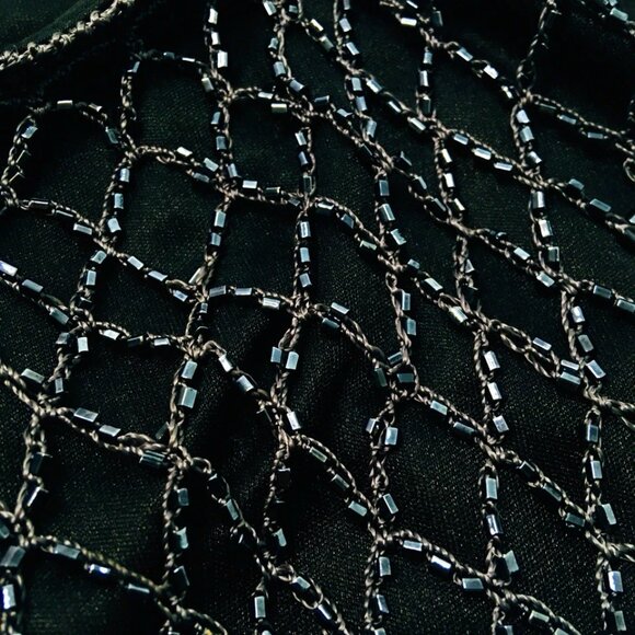 Vtg Arden B Beaded Crochet Fishnet Top & Skirt Sz M Dark Fairy Glam Goth - Picture 3 of 16